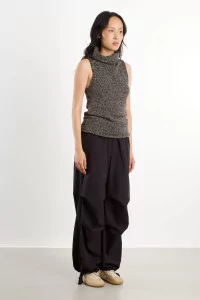 Débardeur Femme Cachemire Recyclé Kem – Black Camel Melange | Centre Commercial
