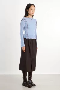 Merino Wool Omato Long Sleeve Tee – Pinto Blue | Centre Commercial