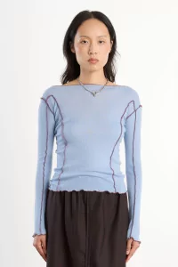 Merino Wool Omato Long Sleeve Tee – Pinto Blue | Centre Commercial