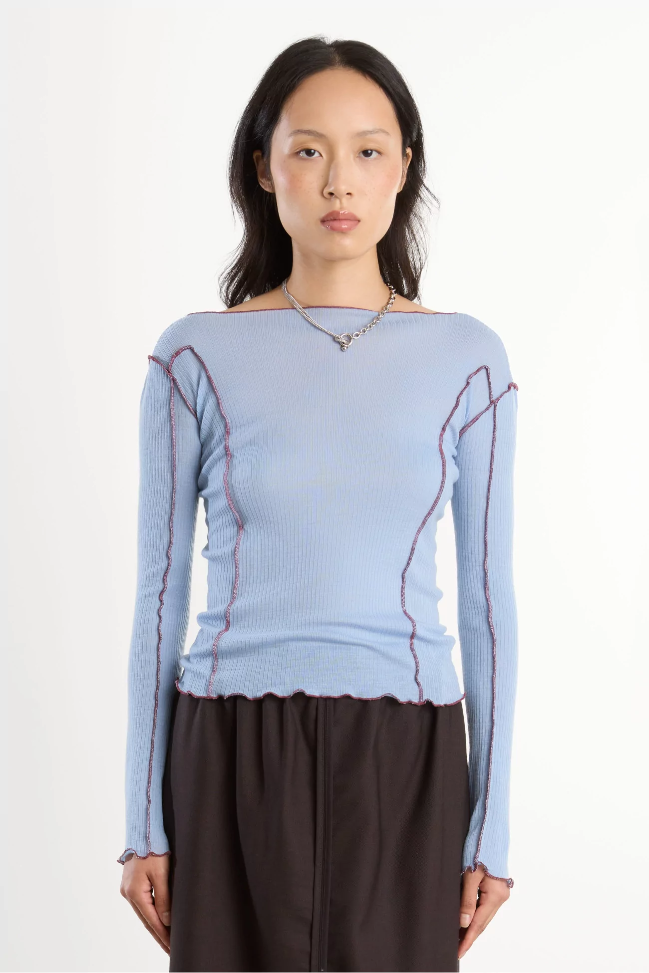 Merino Wool Omato Long Sleeve Tee – Pinto Blue | Centre Commercial
