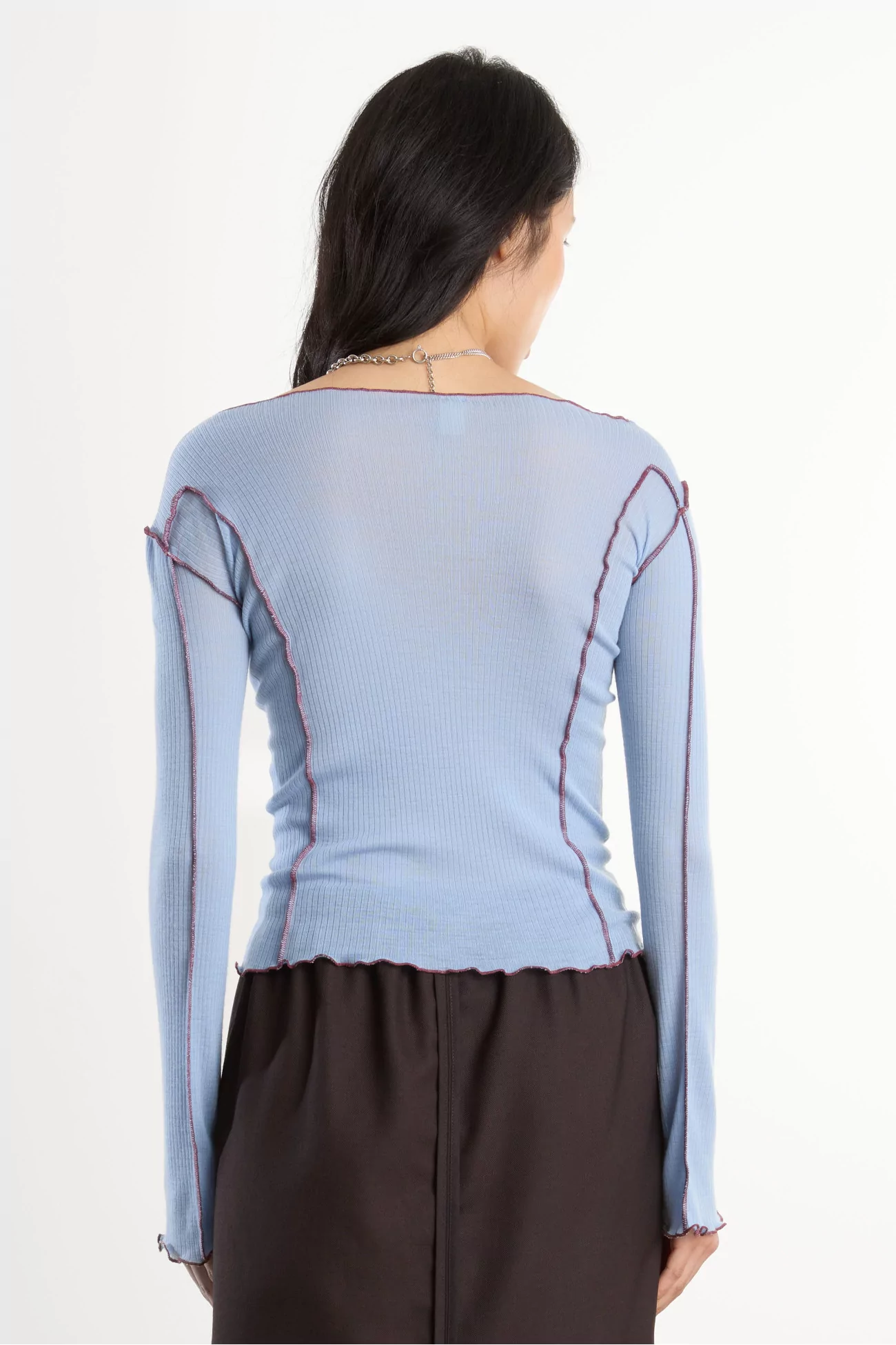Merino Wool Omato Long Sleeve Tee – Pinto Blue | Centre Commercial