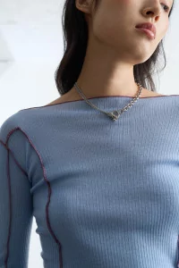 T-shirt Femme Laine Mérinos Omato – Pinto Blue | Centre Commercial
