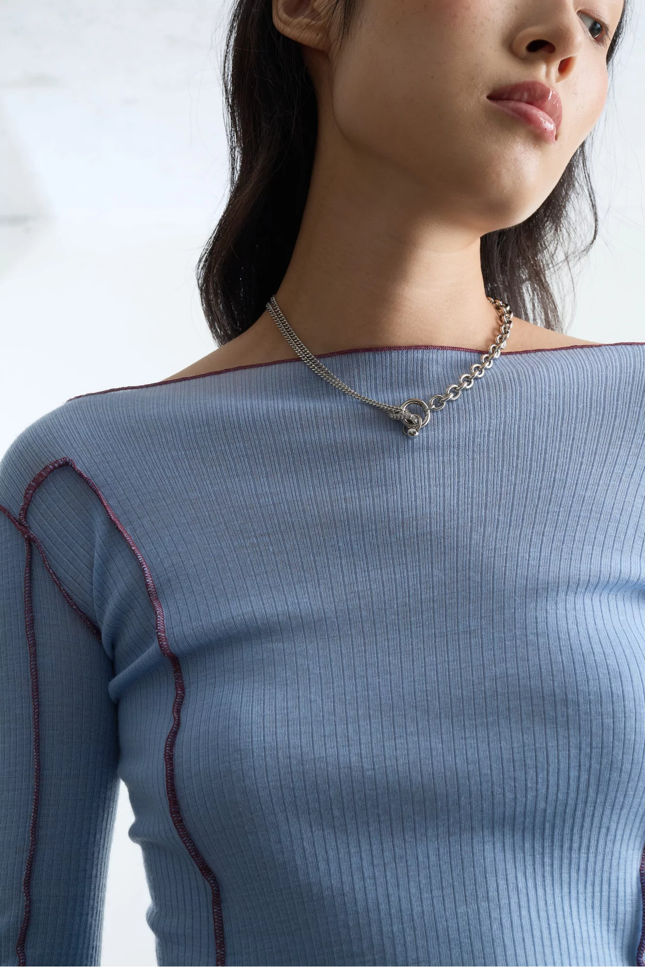Merino Wool Omato Long Sleeve Tee – Pinto Blue | Centre Commercial