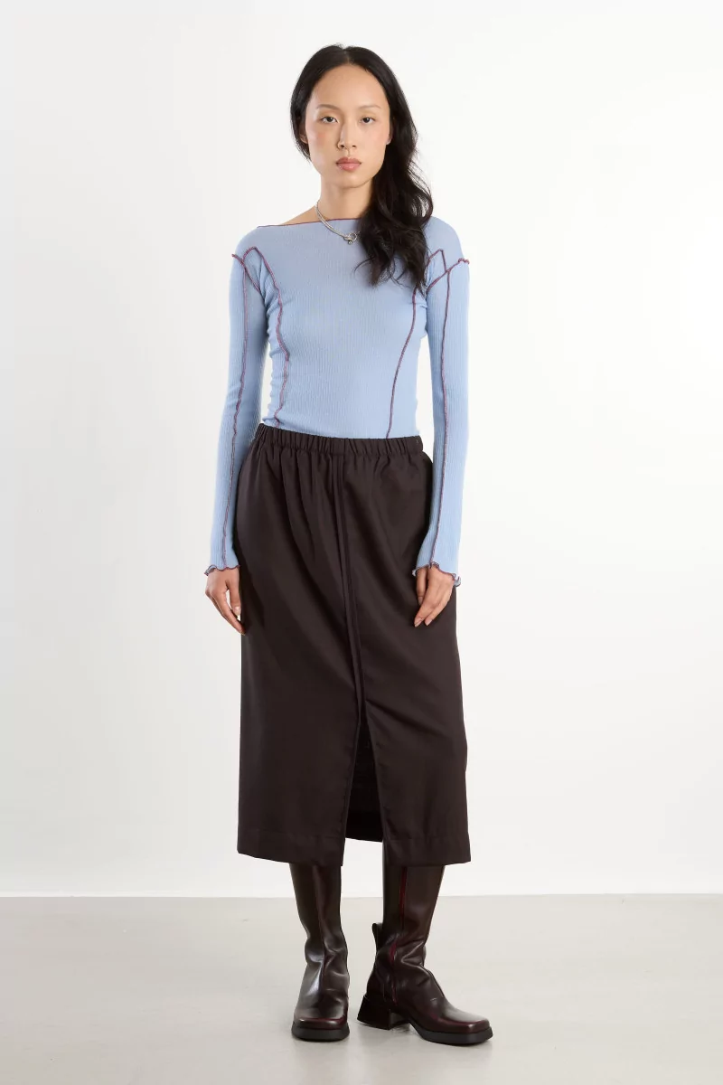 Merino Wool Omato Long Sleeve Tee – Pinto Blue | Centre Commercial