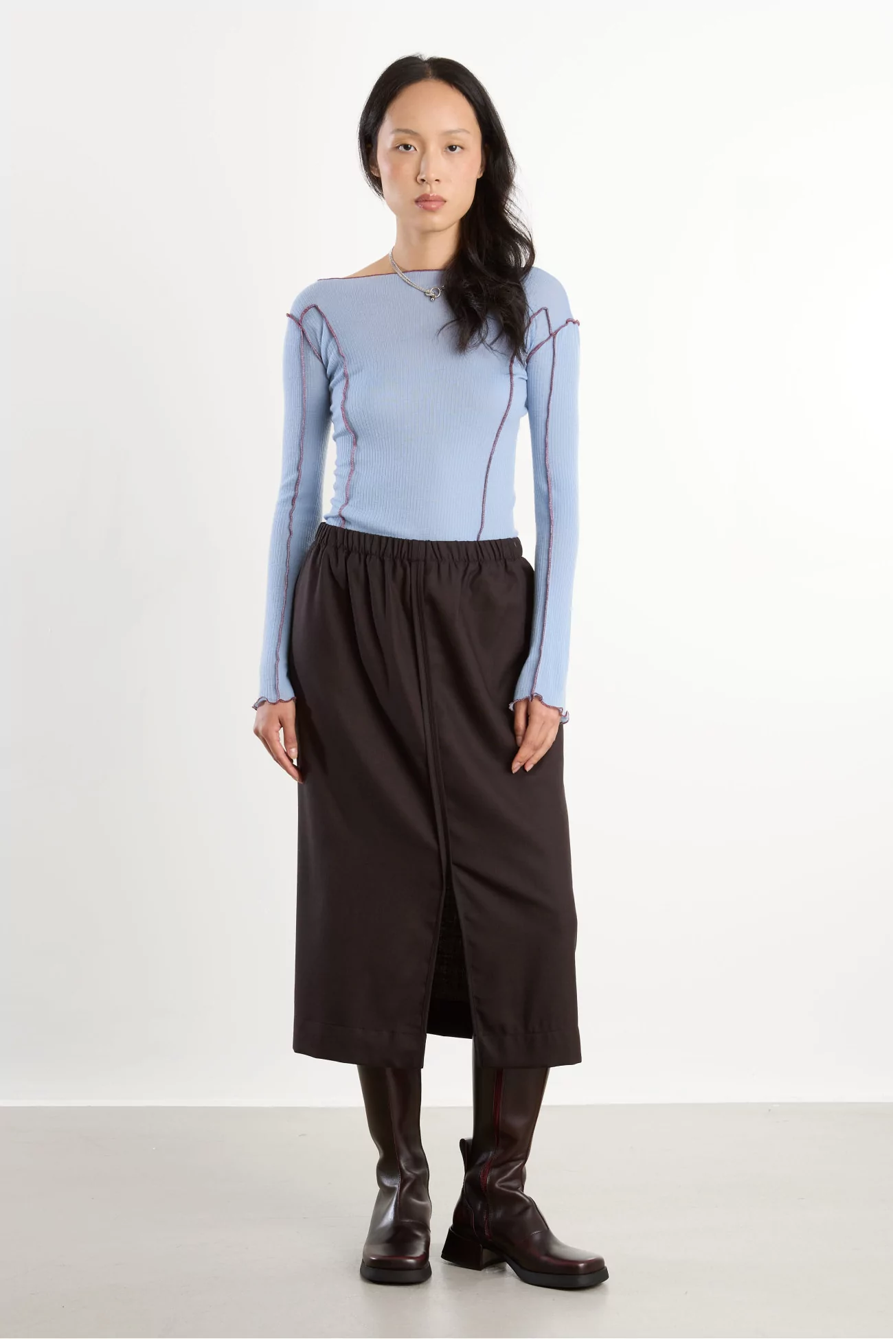 Merino Wool Omato Long Sleeve Tee – Pinto Blue | Centre Commercial