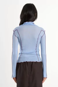 Col Roulé Femme Laine Mérinos Omato – Pinto Blue | Centre Commercial