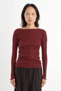 T-shirt Femme Coton Bio Côtelé Pama – Nara Red | Centre Commercial