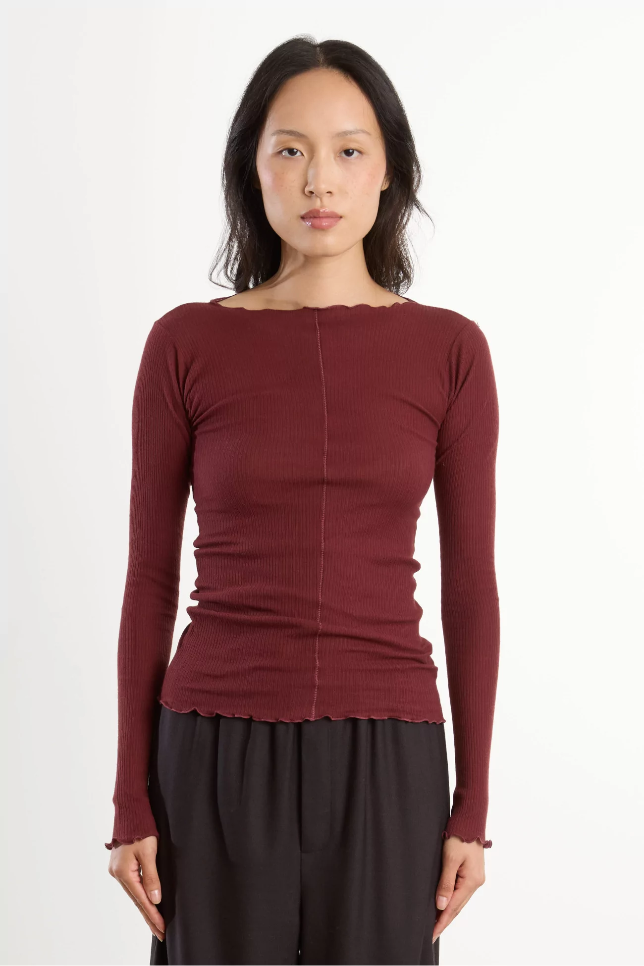 T-shirt Femme Coton Bio Côtelé Pama – Nara Red | Centre Commercial
