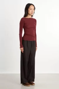 Ribbed Organic Cotton Pama Tee – Nara Red | Centre Commercial