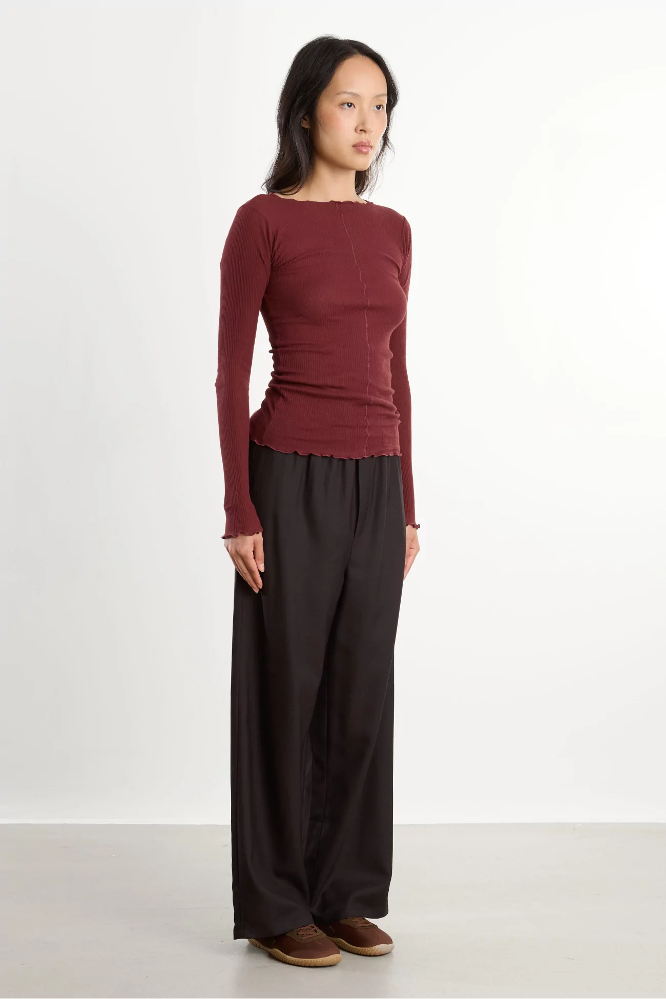 T-shirt Femme Coton Bio Côtelé Pama – Nara Red | Centre Commercial
