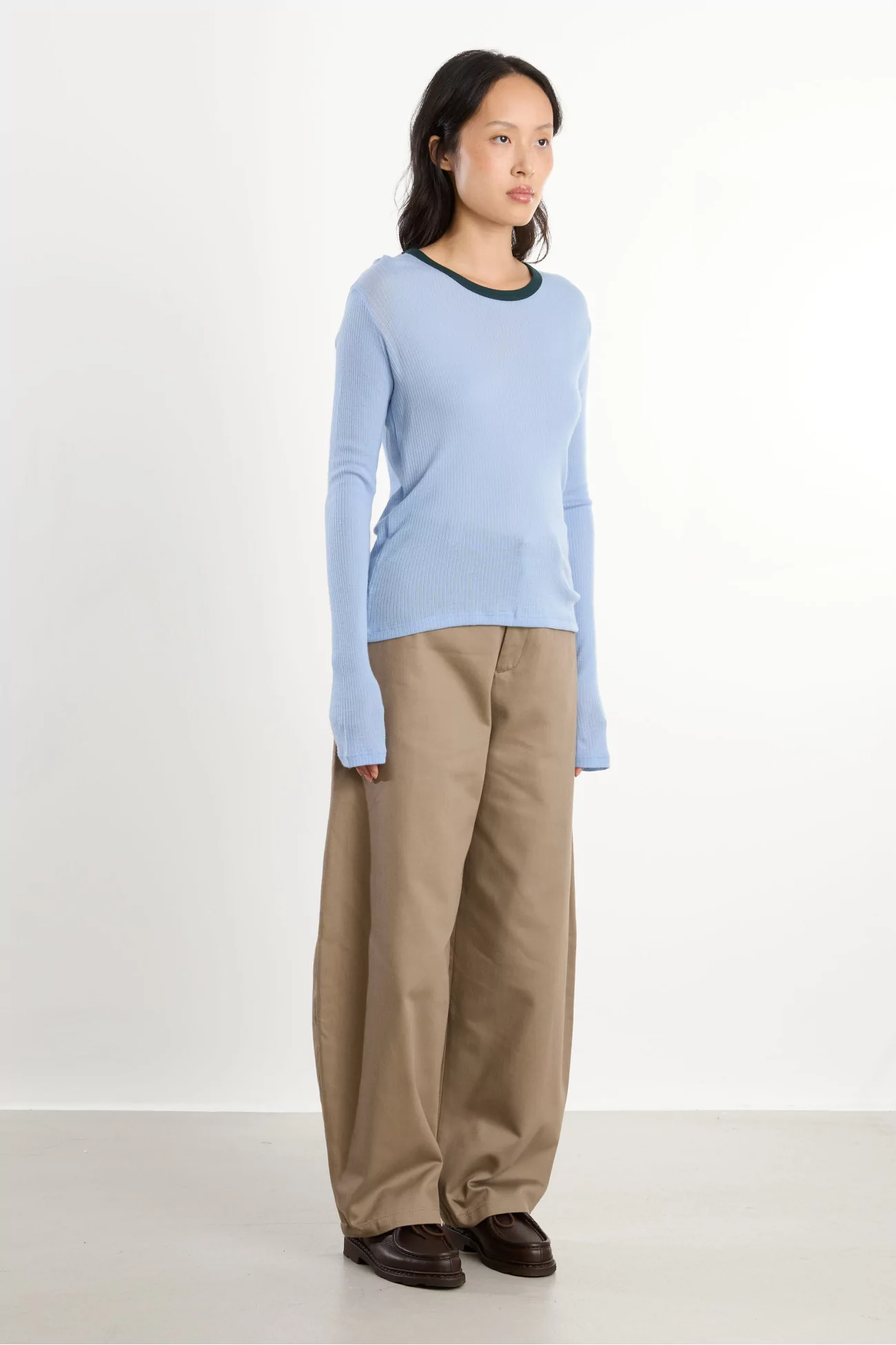 Merino Wool Racer Long Sleeve Tee – Pinto Blue & Hirsu Green | Centre Commercial