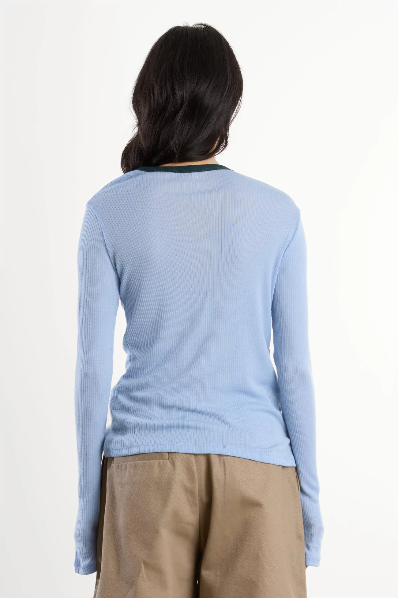 Merino Wool Racer Long Sleeve Tee – Pinto Blue & Hirsu Green | Centre Commercial