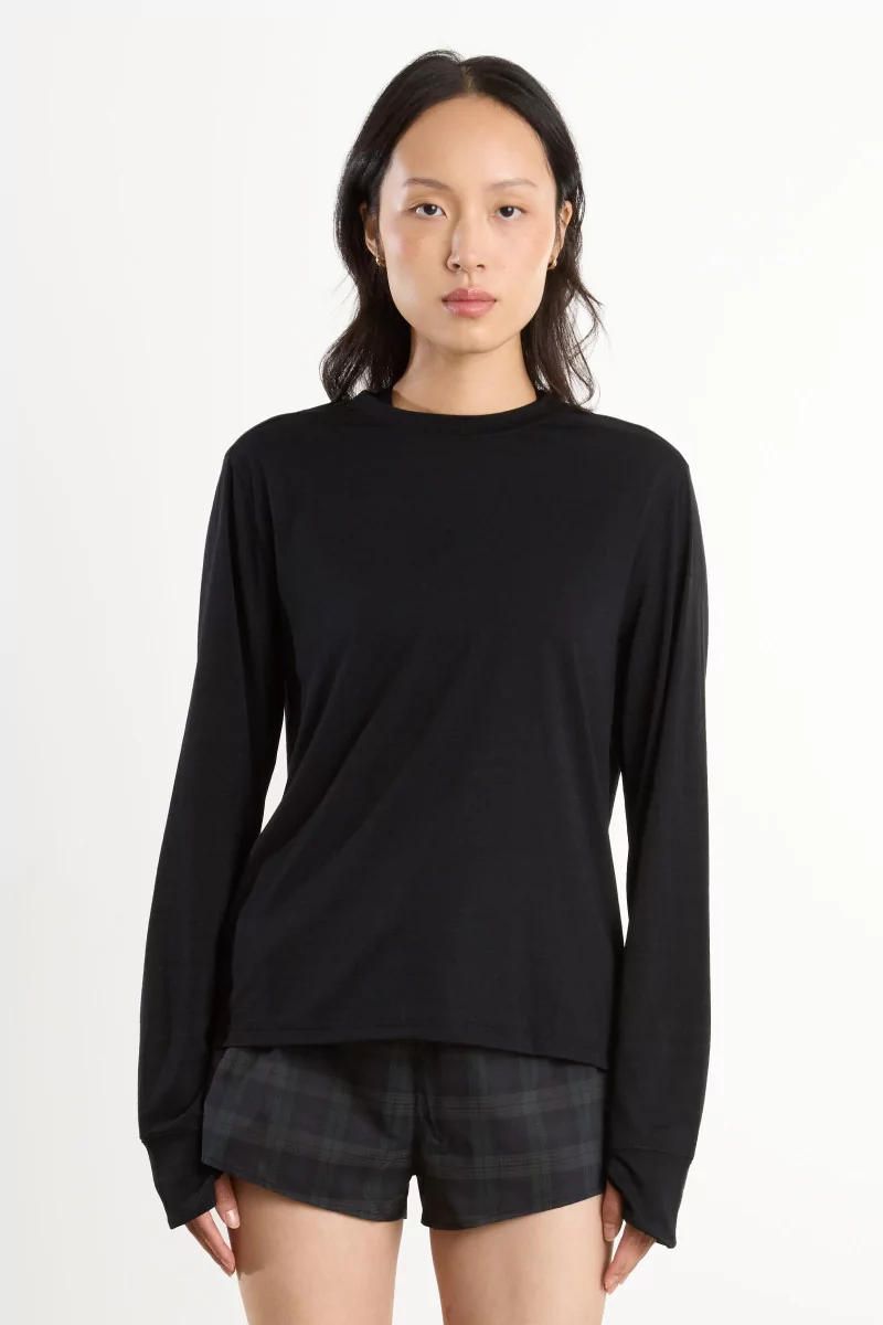 T-shirt Running Femme Manches Longues Joy – Washed Black | Centre Commercial