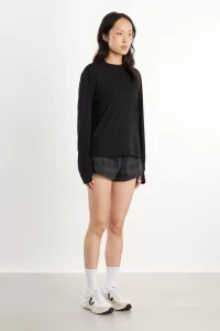 T-shirt Running Femme Manches Longues Joy – Washed Black | Centre Commercial