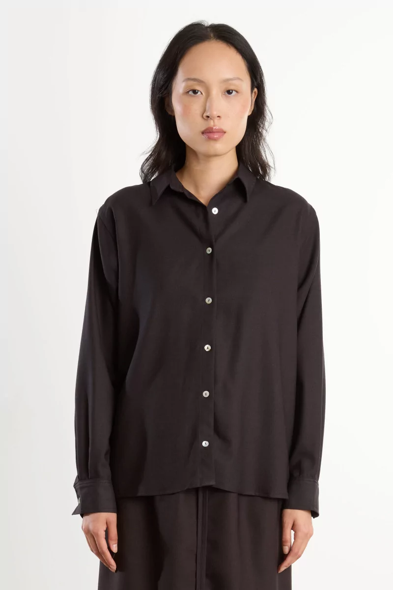 Merino Wool Stoa Shirt – Brown Black | Centre Commercial