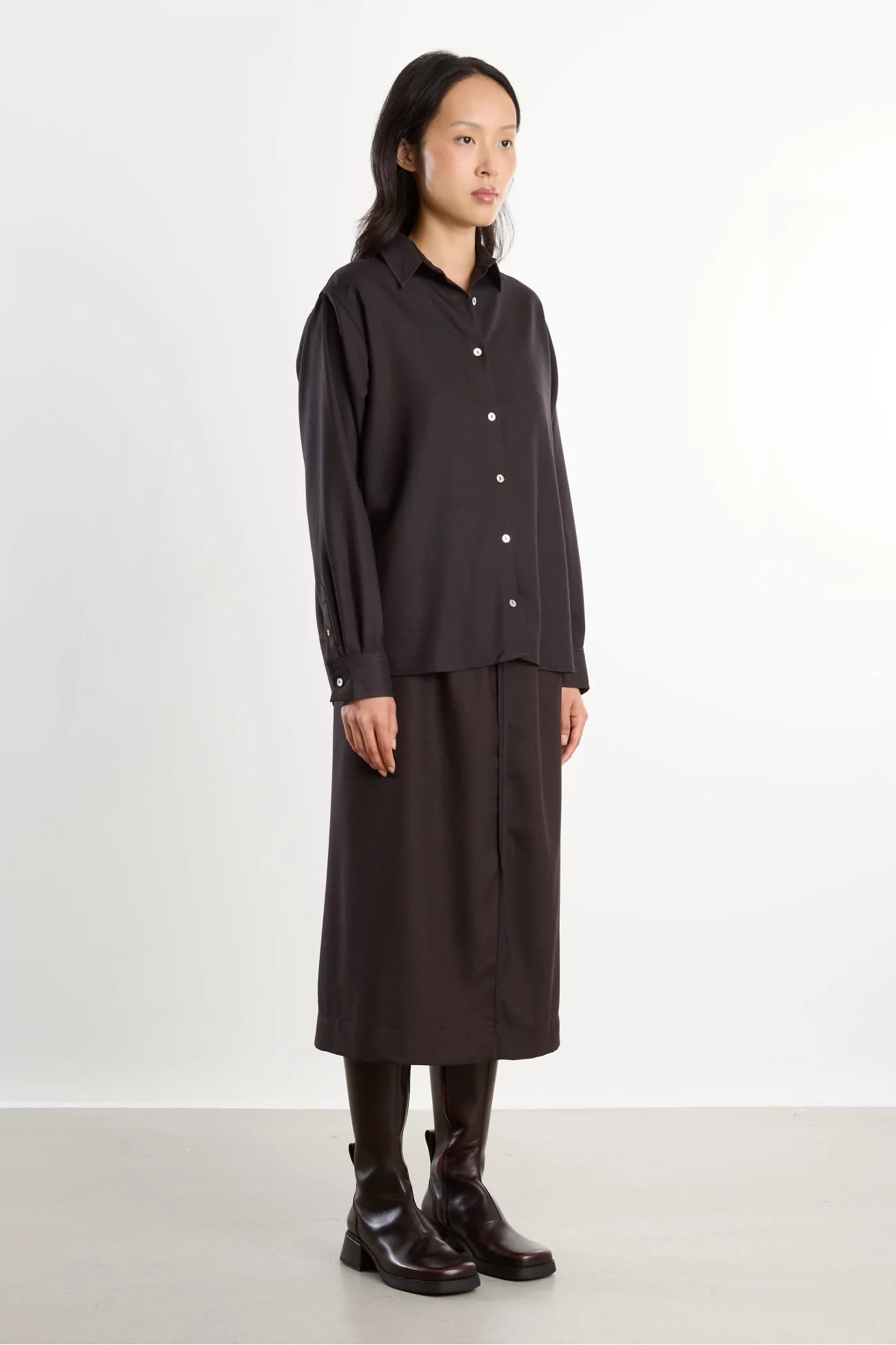 Merino Wool Stoa Shirt – Brown Black | Centre Commercial