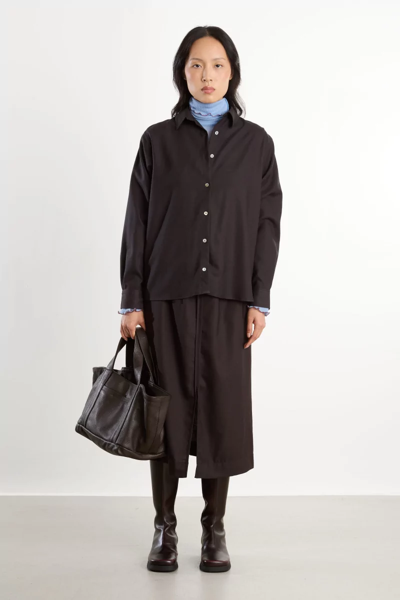 Merino Wool Stoa Shirt – Brown Black | Centre Commercial