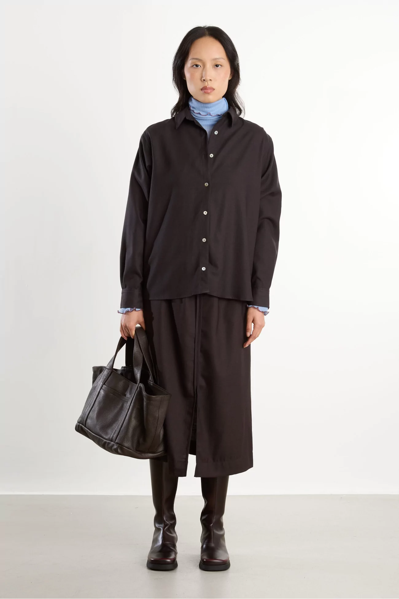 Merino Wool Stoa Shirt – Brown Black | Centre Commercial