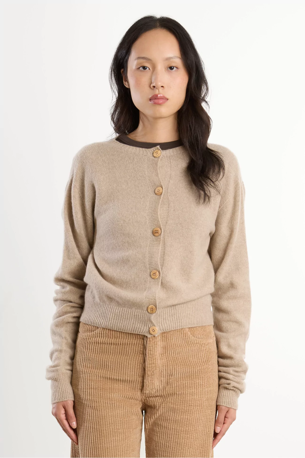 Recycled Cashmere Tier Cardigan – Camel | Centre Commercial