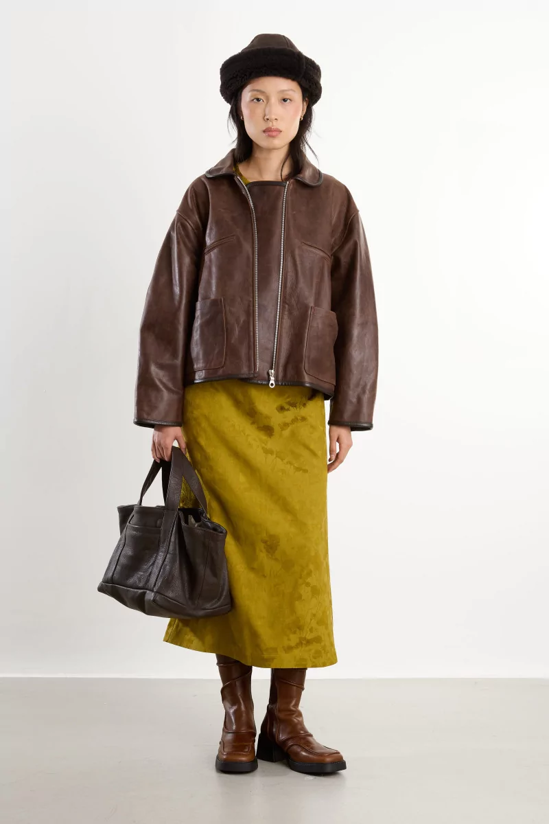 Lamb Leather Flying Jacket – Walnut | Centre Commercial