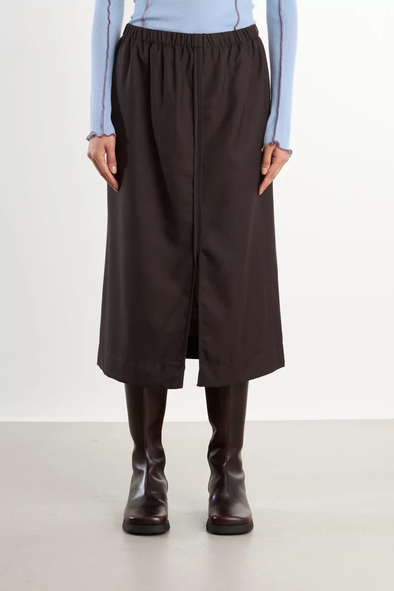 Merino Wool Dadar Skirt – Brown Black | Centre Commercial