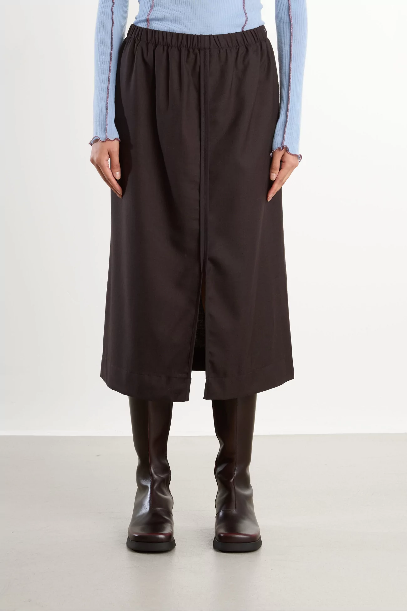 Merino Wool Dadar Skirt – Brown Black | Centre Commercial