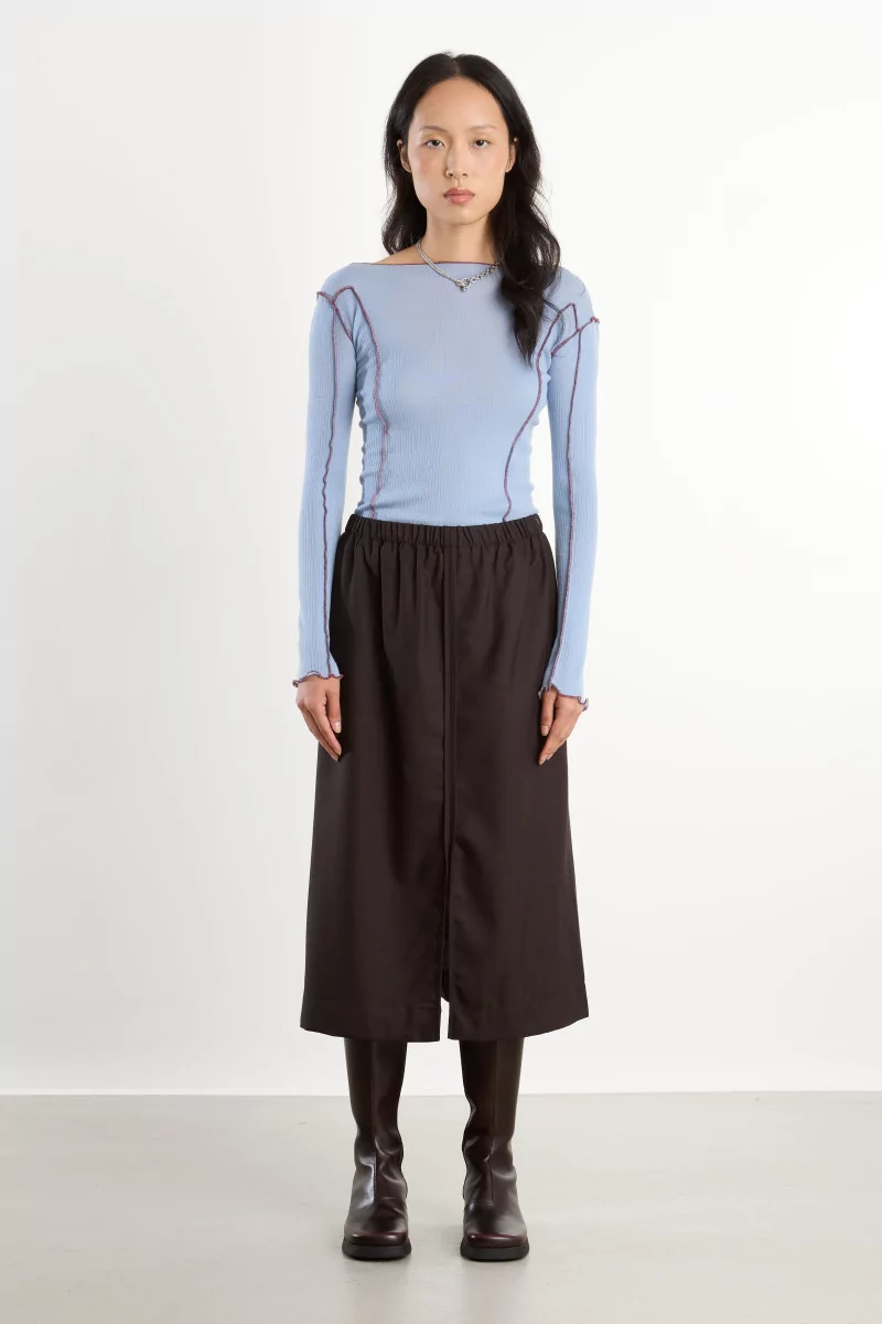 Merino Wool Dadar Skirt – Brown Black | Centre Commercial