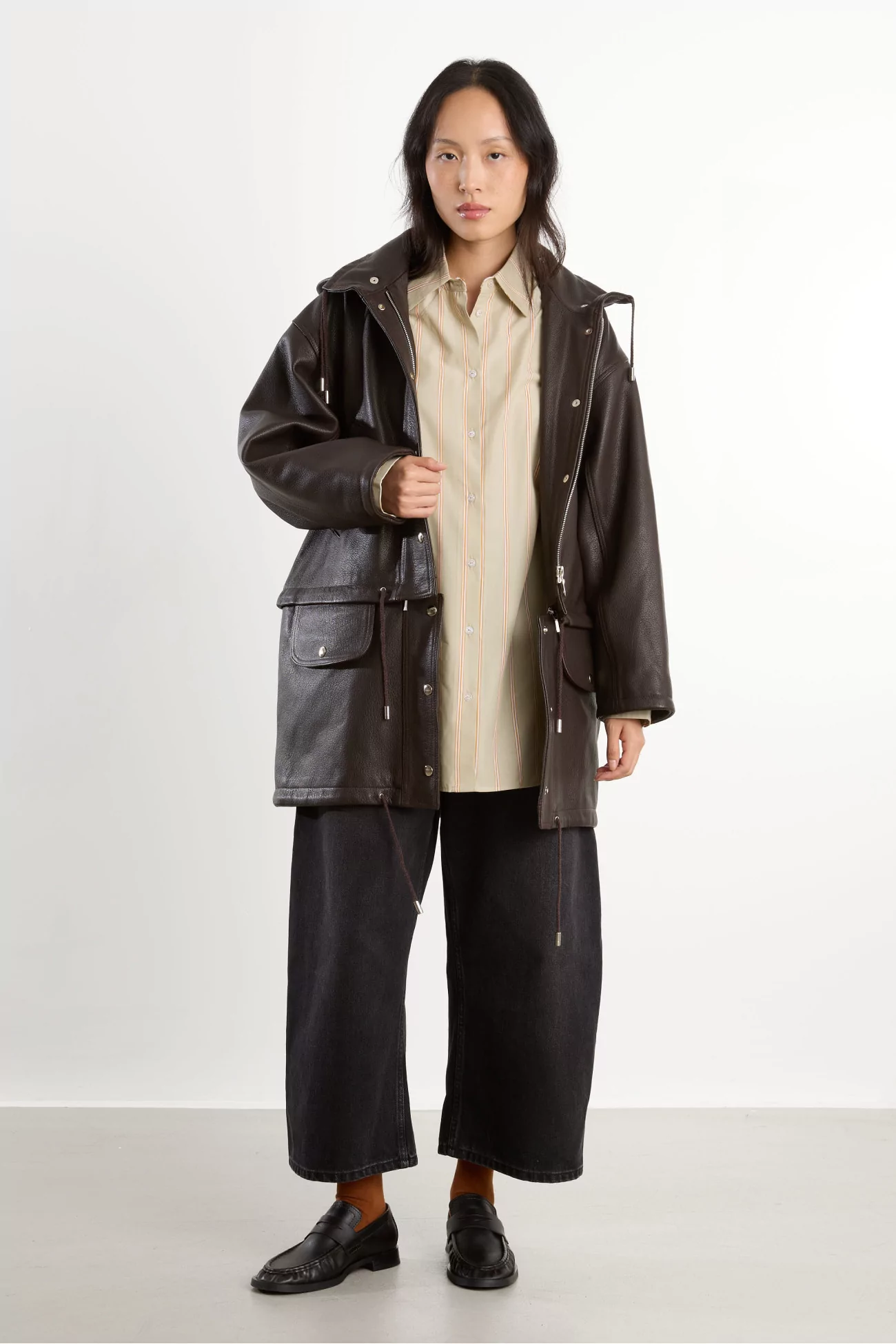 Parka Femme Cuir Josie Cawley – Marron | Centre Commercial