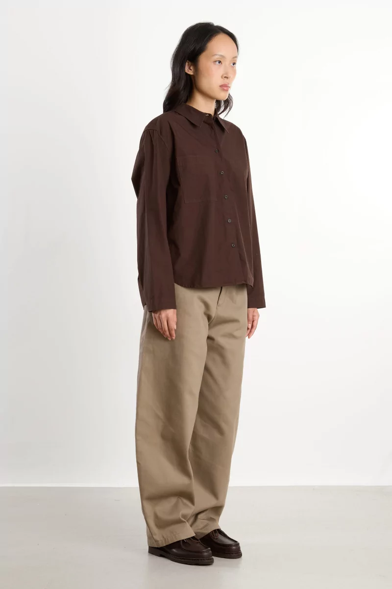 Chemise Femme Popeline Coton Bio Eva – Brown | Centre Commercial