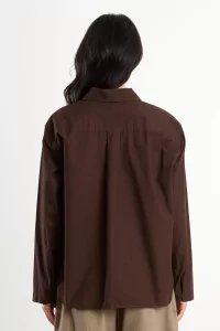 Chemise Femme Popeline Coton Bio Eva – Brown | Centre Commercial