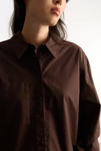 Chemise Femme Popeline Coton Bio Eva – Brown | Centre Commercial