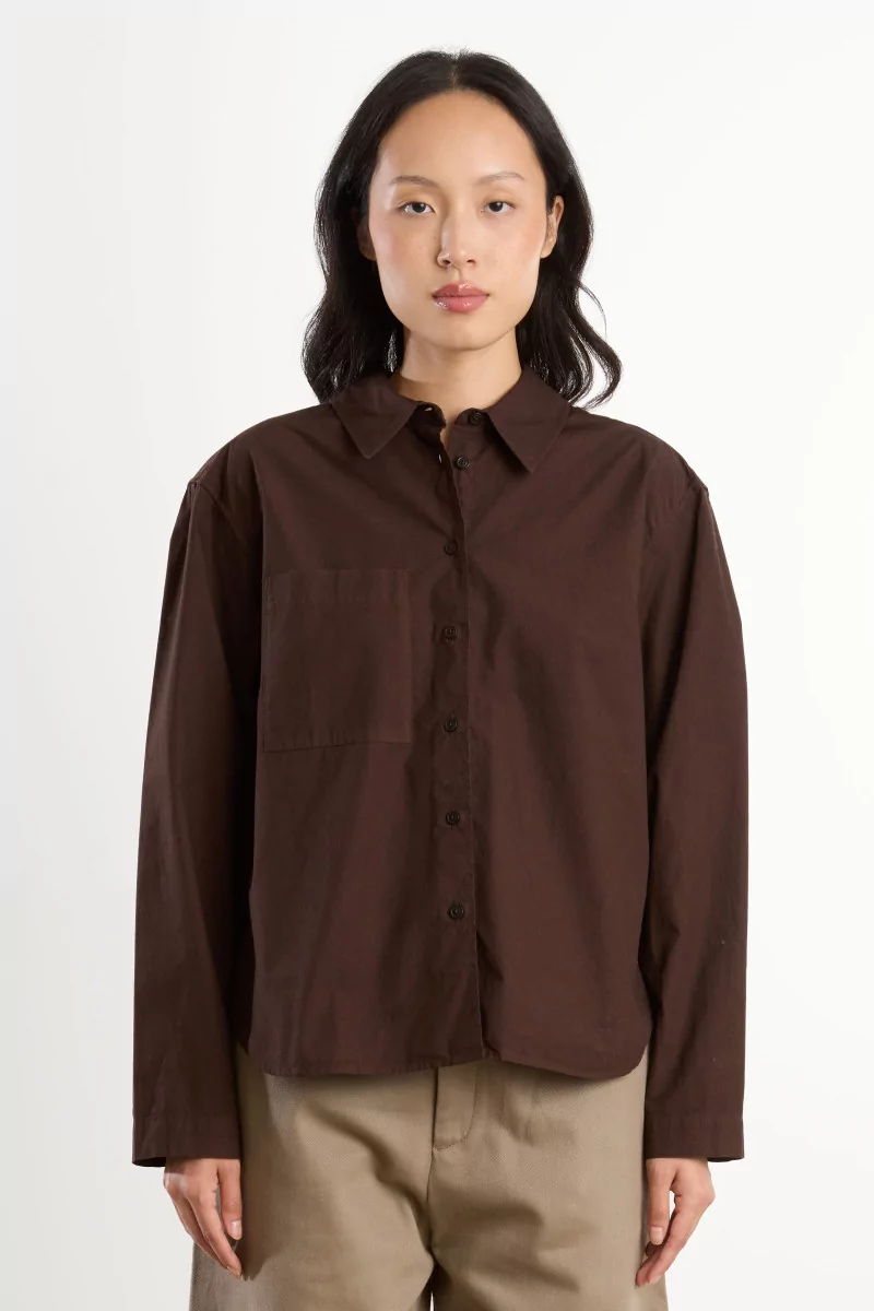 Organic Cotton Poplin Eva Shirt – Brown | Centre Commercial