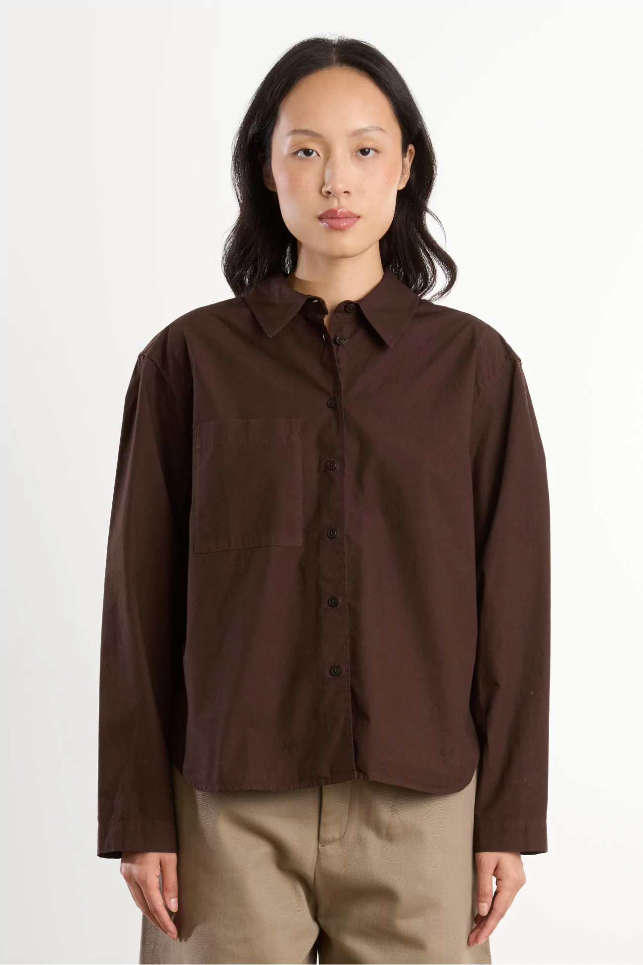 Chemise Femme Popeline Coton Bio Eva – Brown | Centre Commercial