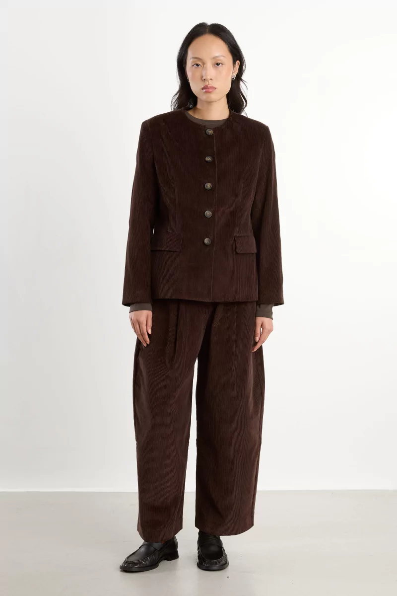 Veste Femme Velours Côtelé Gina – Brown | Centre Commercial