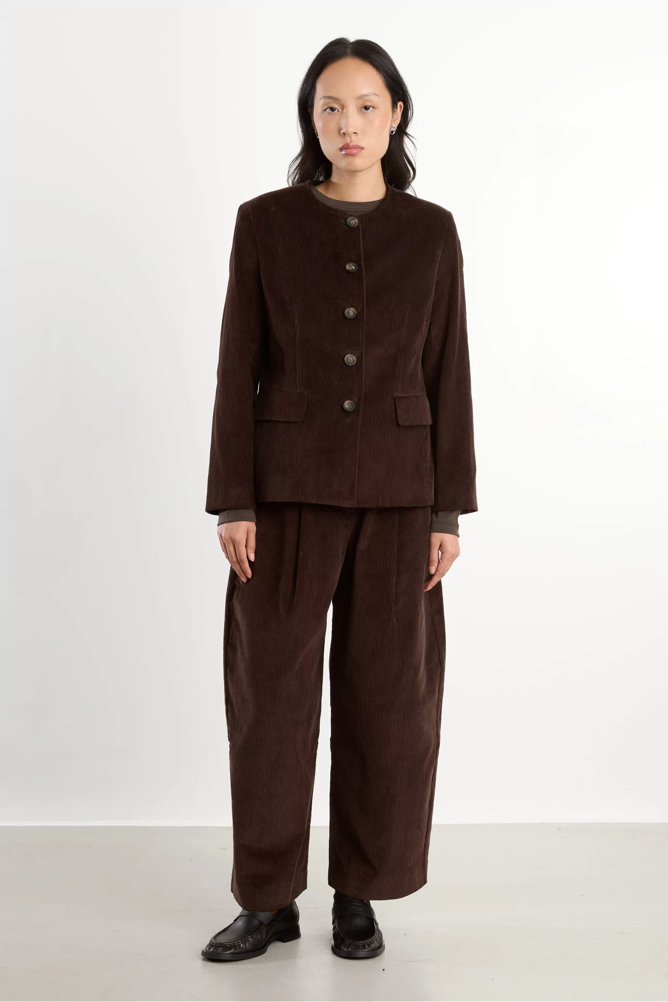Veste Femme Velours Côtelé Gina – Brown | Centre Commercial