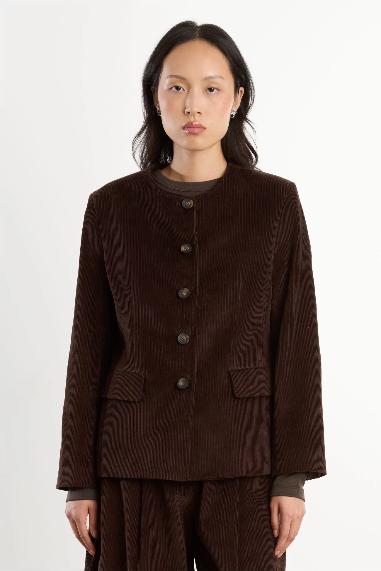 Veste Femme Velours Côtelé Gina – Brown | Centre Commercial