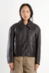 Lamb Leather Edge Jacket – Dark Brown | Centre Commercial