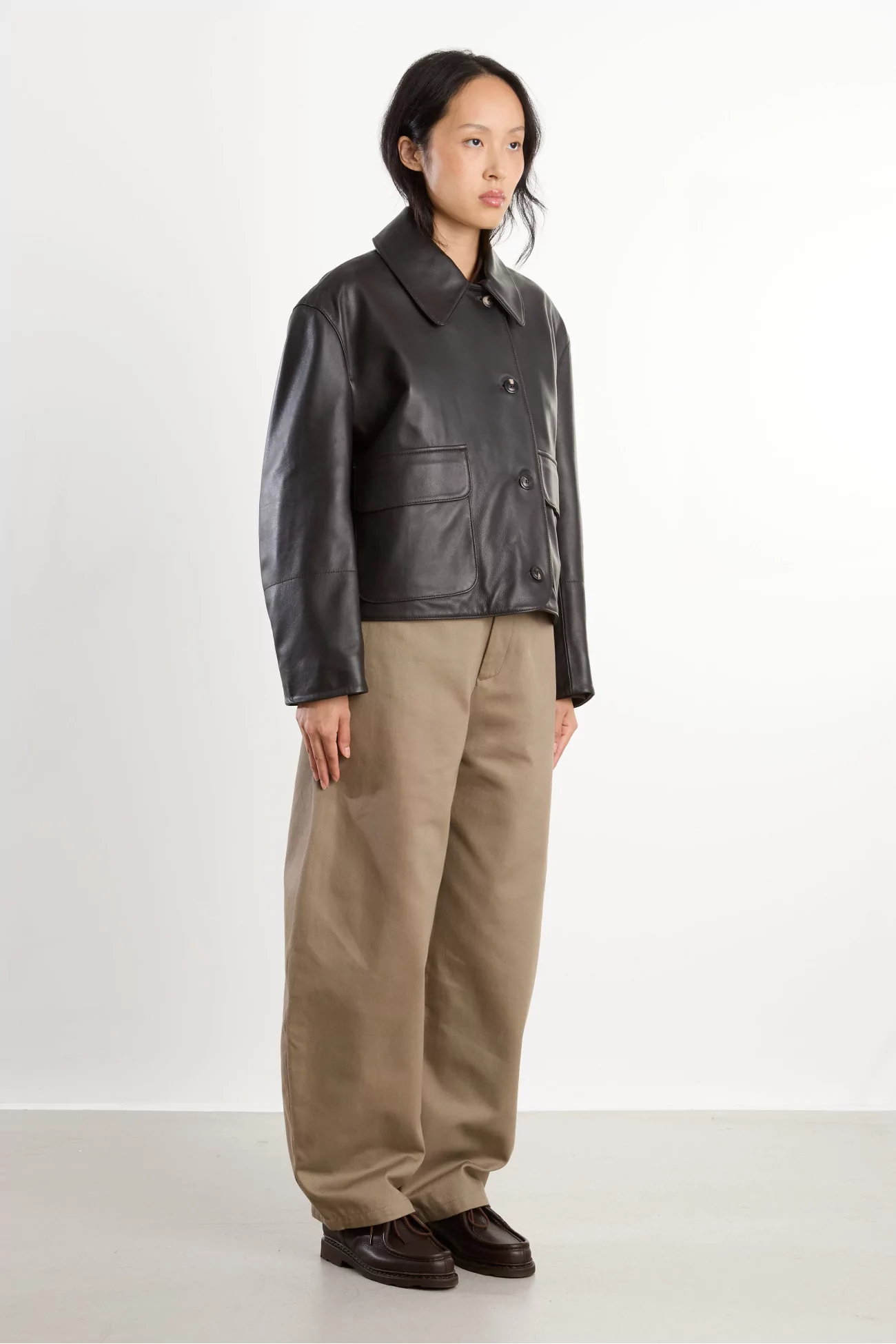 Lamb Leather Edge Jacket – Dark Brown | Centre Commercial