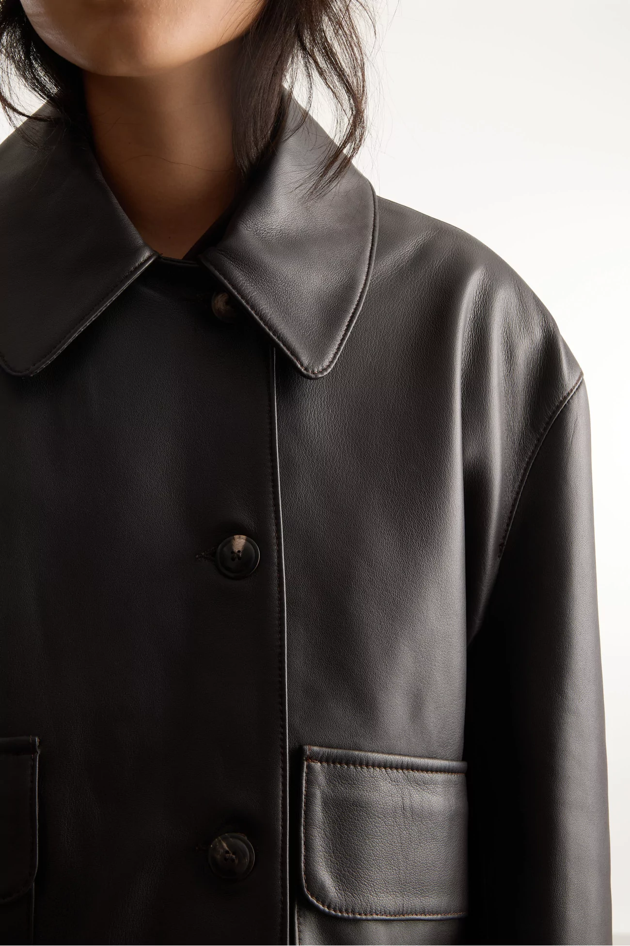 Veste Femme Cuir d'Agneau Edge – Dark Brown | Centre Commercial