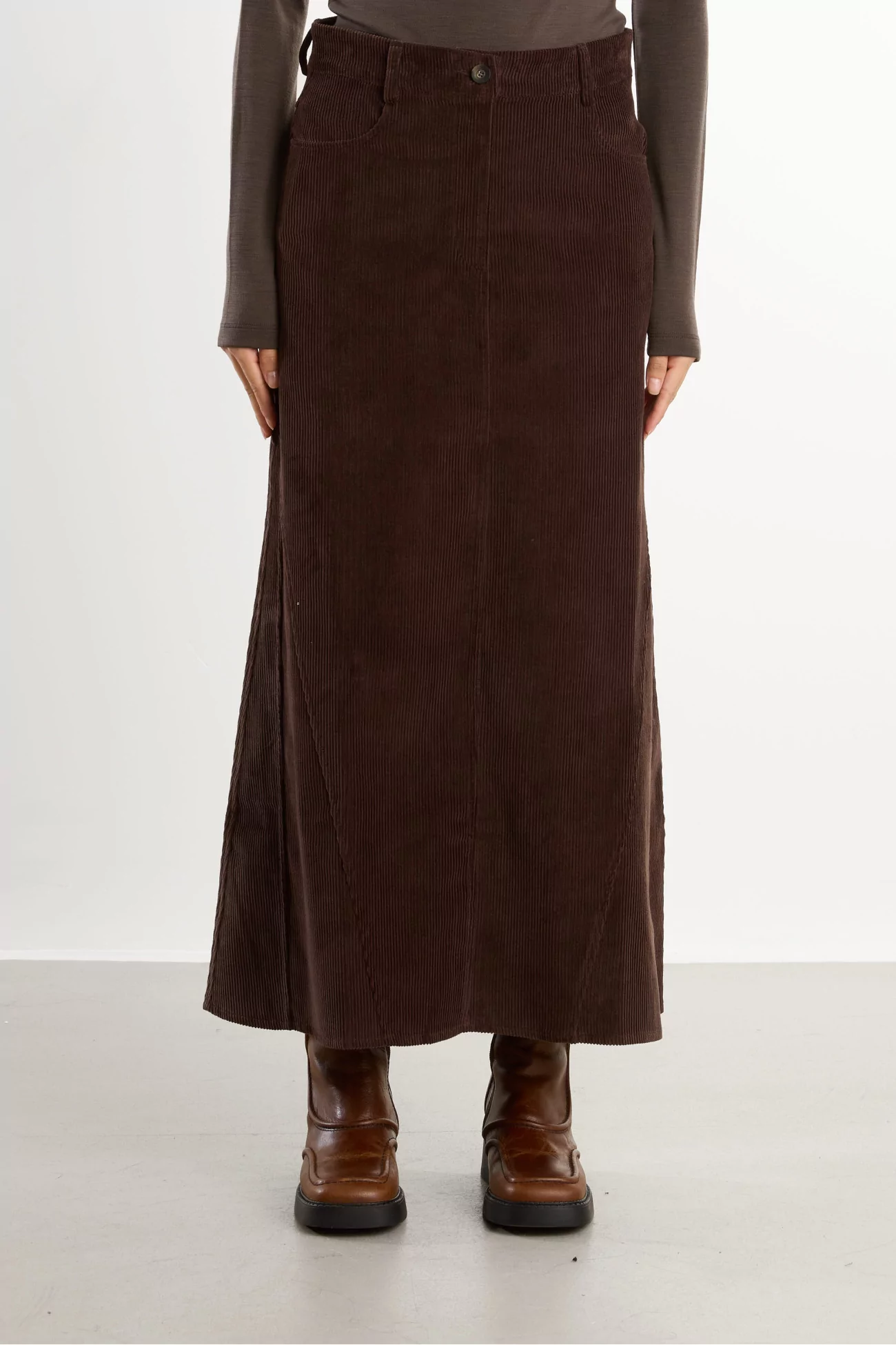 Cotton Corduroy Nella Skirt – Brown | Centre Commercial