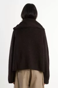 Lambswool Runaway Neck Jumper – Dark Brown | Centre Commercial