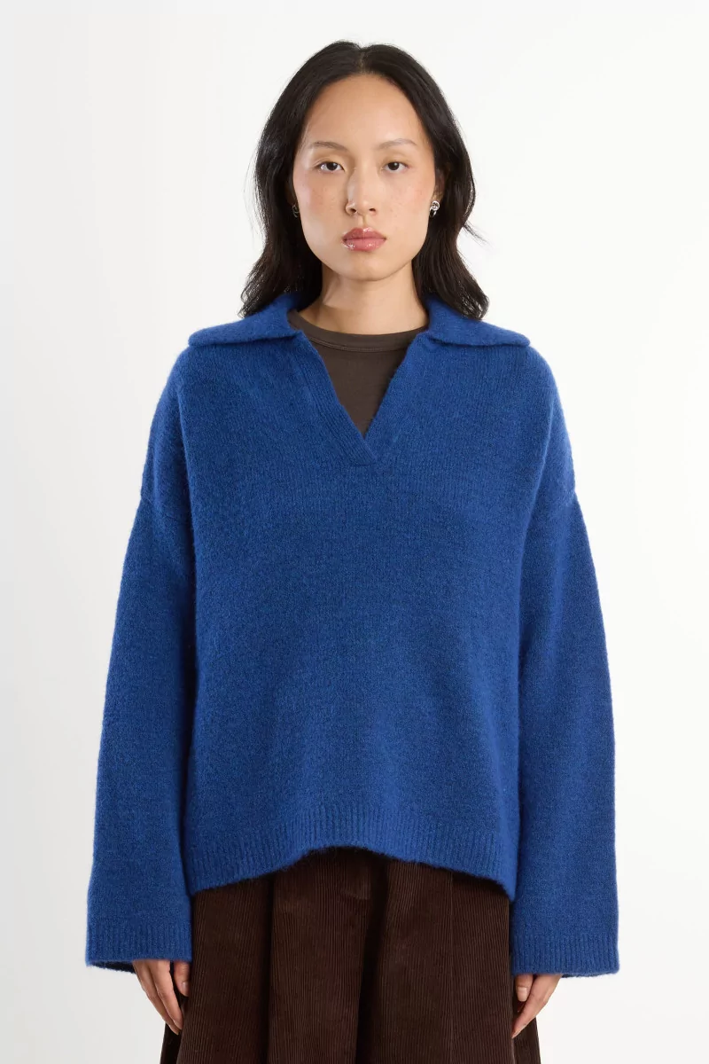 Alpaca Blend Fieno Sweater – Blue | Centre Commercial