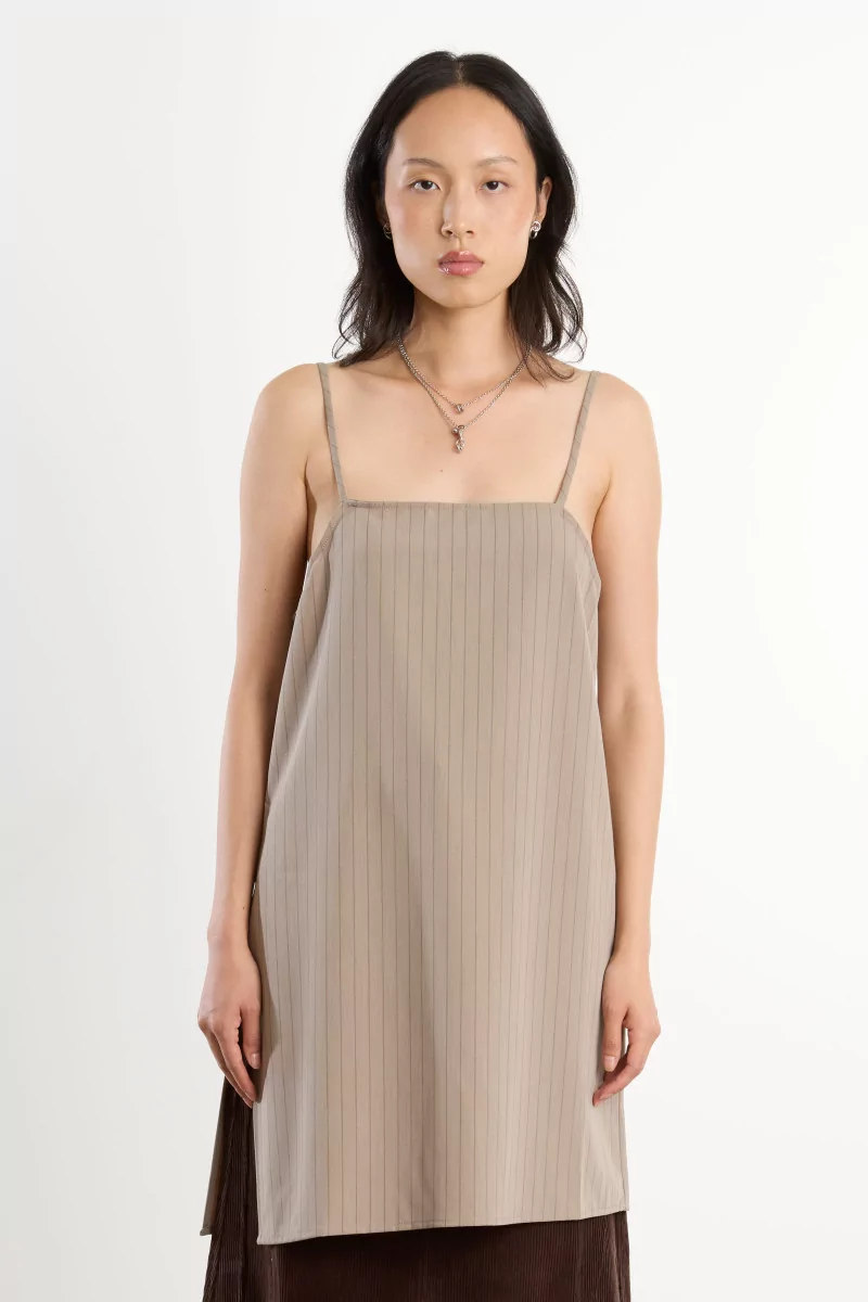 Recycled Crepe Parma Top – Beige Stripes | Centre Commercial