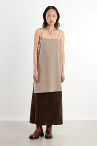Recycled Crepe Parma Top – Beige Stripes | Centre Commercial