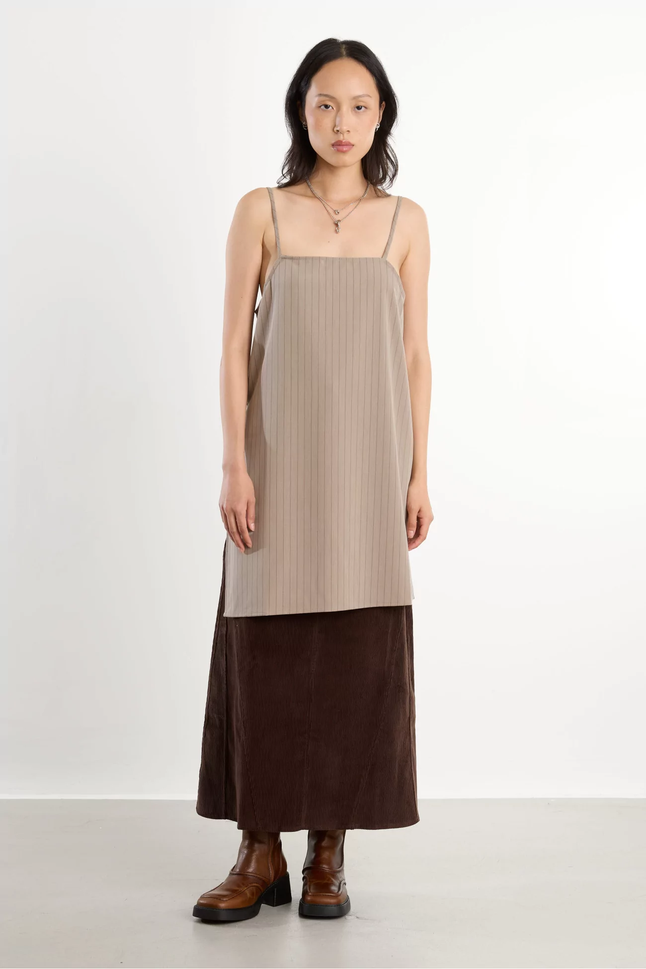Recycled Crepe Parma Top – Beige Stripes | Centre Commercial