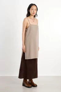 Recycled Crepe Parma Top – Beige Stripes | Centre Commercial