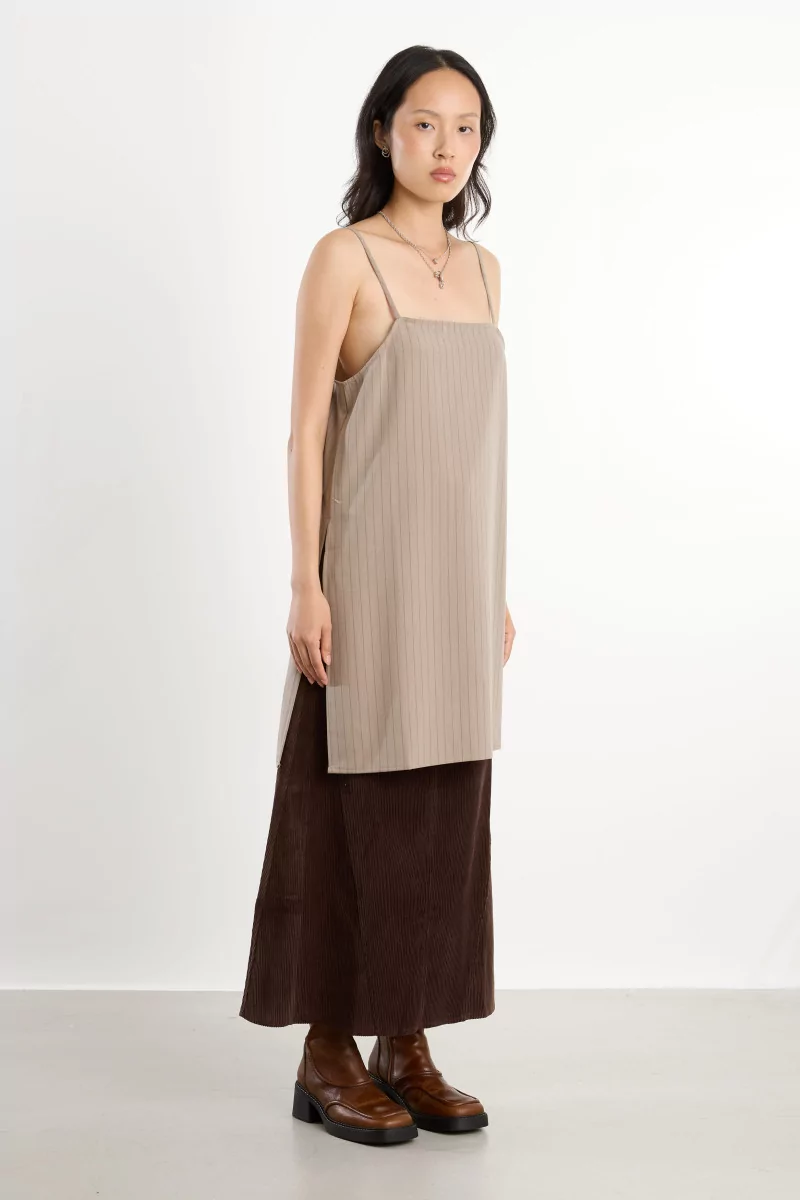 Recycled Crepe Parma Top – Beige Stripes | Centre Commercial