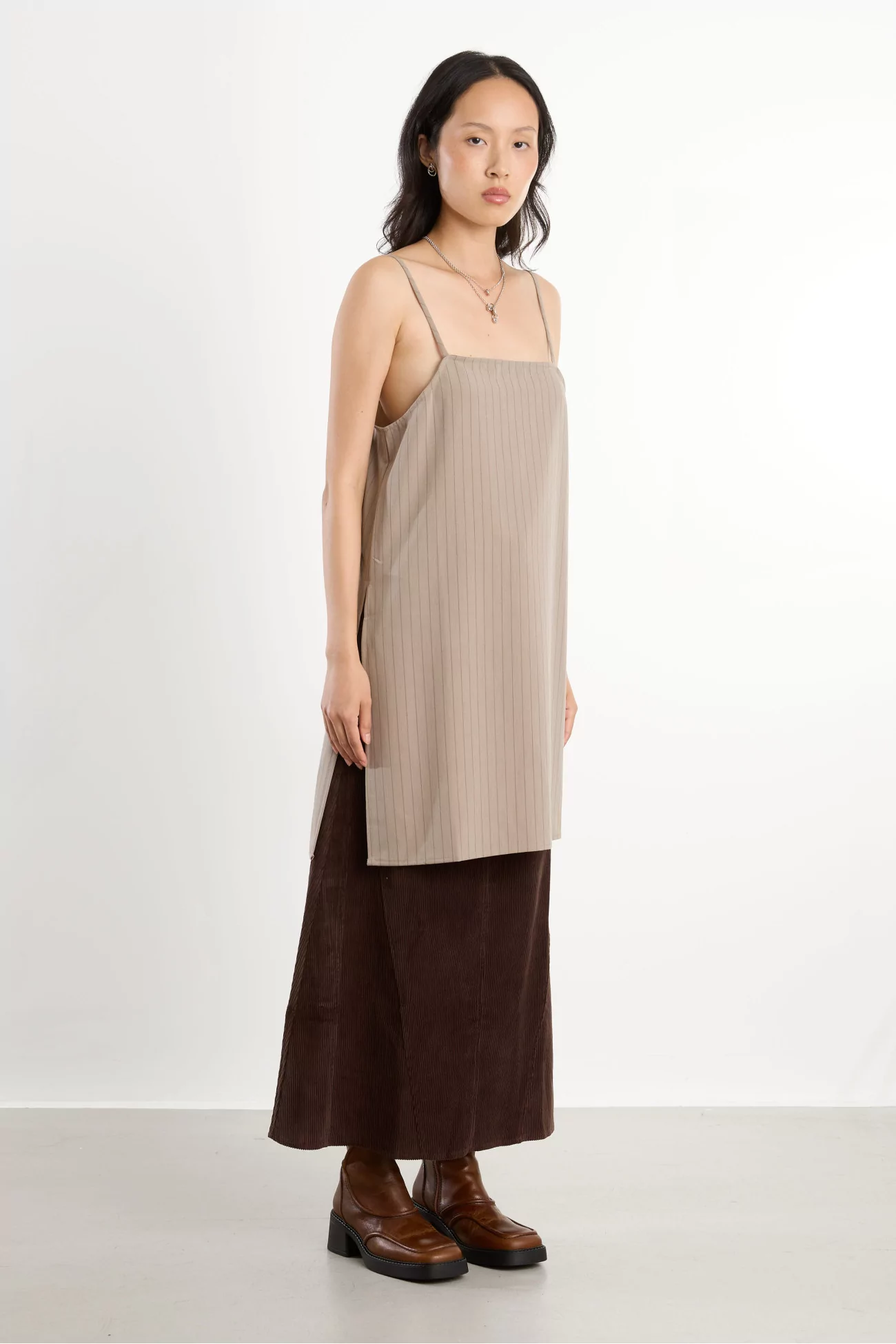 Recycled Crepe Parma Top – Beige Stripes | Centre Commercial