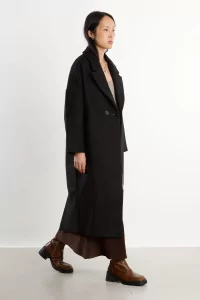 Manteau Femme Laine Oversize Cedar – Black | Centre Commercial
