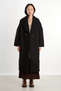 Oversized Wool Cedar Coat – Black | Centre Commercial